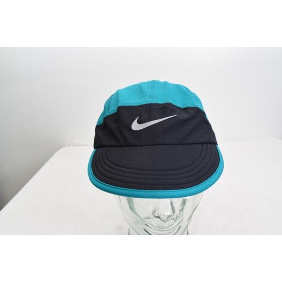 Nike Tailwind 5 Panel Hat Cap Teal Black Mesh Dri Fit Running Cycling Short Bill - Picture 1 of 4
